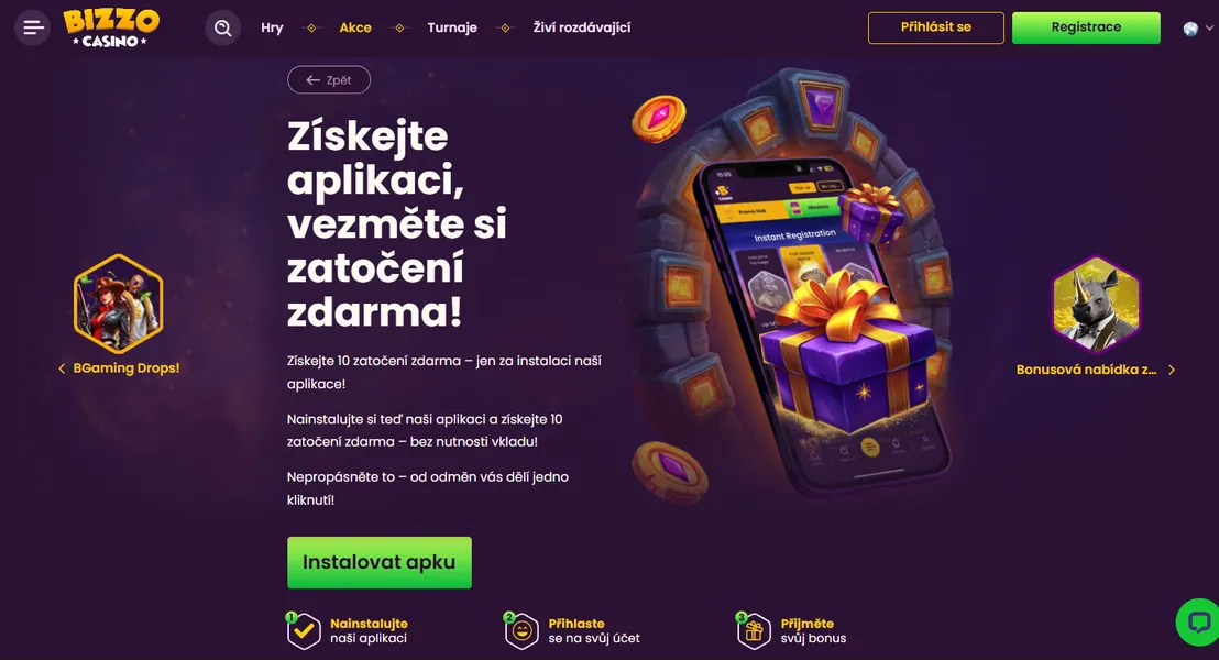 Mobilní přístup pro Bizzo Casino CZ hráče